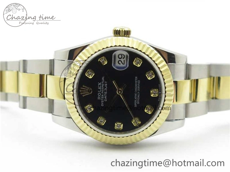 Datejust 31mm 278273 SS YG BP Maker Best Edition Black Diamonds Dial on SS YG Oyster Bracelet