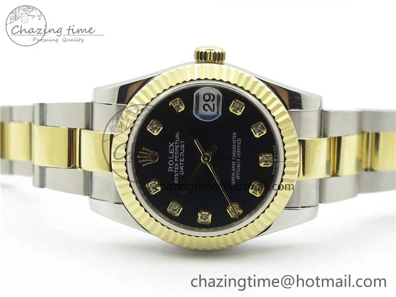 Datejust 31mm 278273 SS YG BP Maker Best Edition Black Diamonds Dial on SS YG Oyster Bracelet
