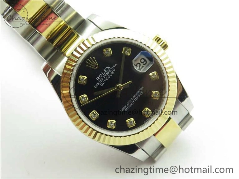 Datejust 31mm 278273 SS YG BP Maker Best Edition Black Diamonds Dial on SS YG Oyster Bracelet