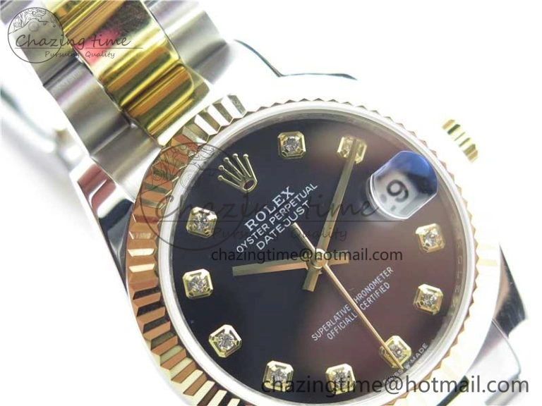 Datejust 31mm 278273 SS YG BP Maker Best Edition Black Diamonds Dial on SS YG Oyster Bracelet