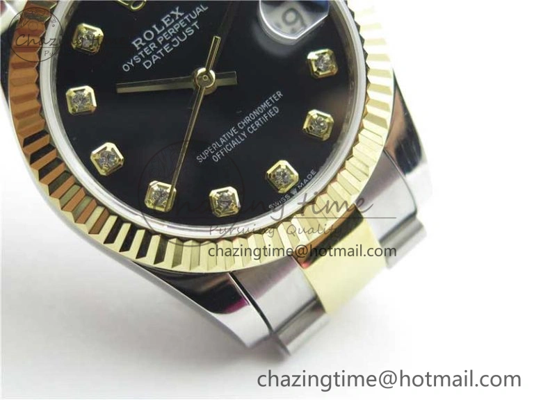 Datejust 31mm 278273 SS YG BP Maker Best Edition Black Diamonds Dial on SS YG Oyster Bracelet
