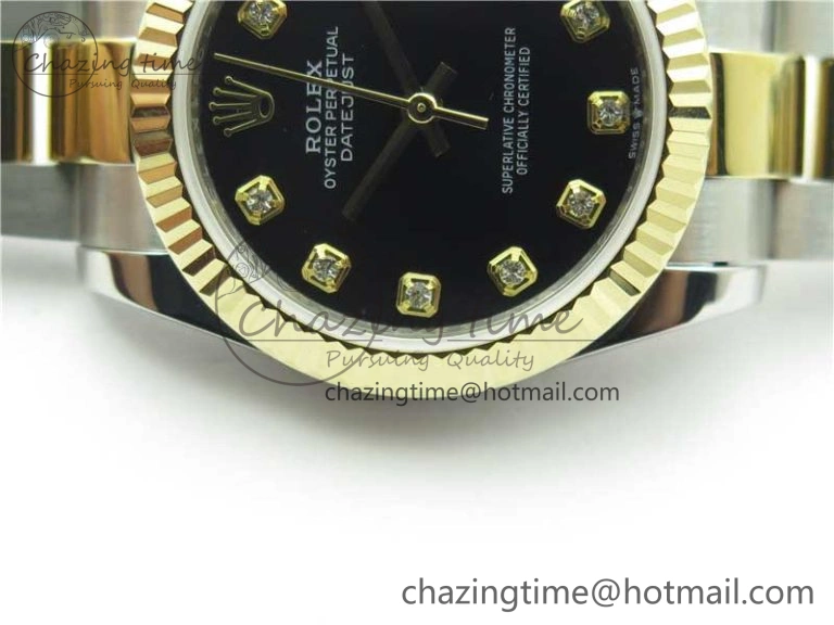 Datejust 31mm 278273 SS YG BP Maker Best Edition Black Diamonds Dial on SS YG Oyster Bracelet