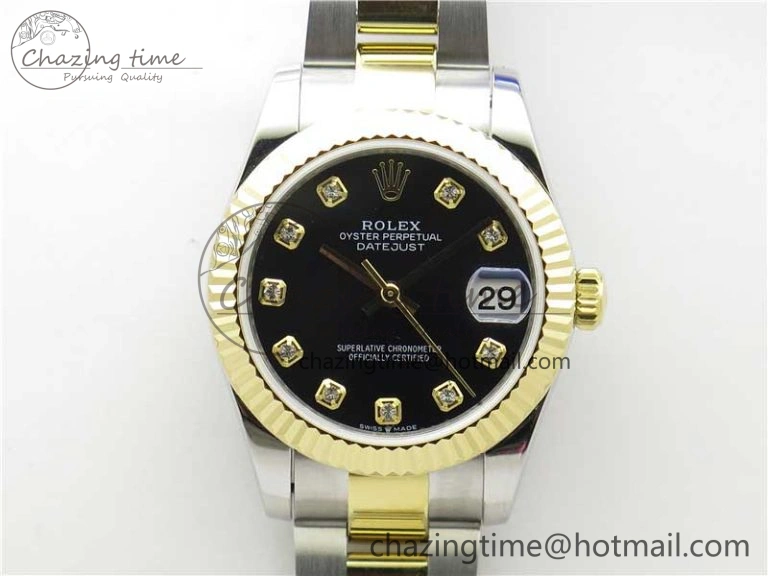 Datejust 31mm 278273 SS YG BP Maker Best Edition Black Diamonds Dial on SS YG Oyster Bracelet