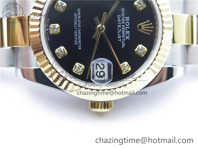 Datejust 31mm 278273 SS YG BP Maker Best Edition Black Diamonds Dial on SS YG Oyster Bracelet