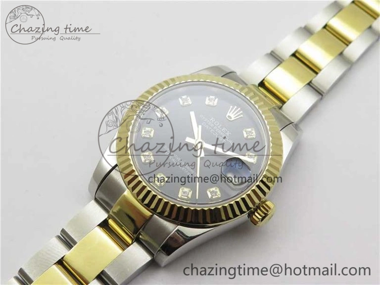 Datejust 31mm 278273 SS YG BP Maker Best Edition Black Diamonds Dial on SS YG Oyster Bracelet
