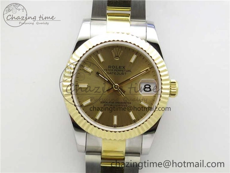 Datejust 31mm 278273 SS YG BP Maker Best Edition Gold Sticks Markers Dial on SS YG Oyster Bracelet