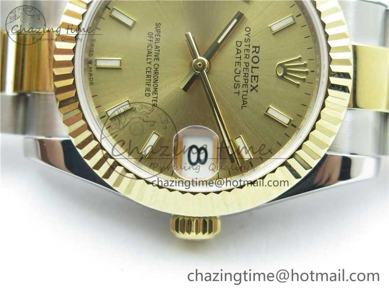 Datejust 31mm 278273 SS YG BP Maker Best Edition Gold Sticks Markers Dial on SS YG Oyster Bracelet