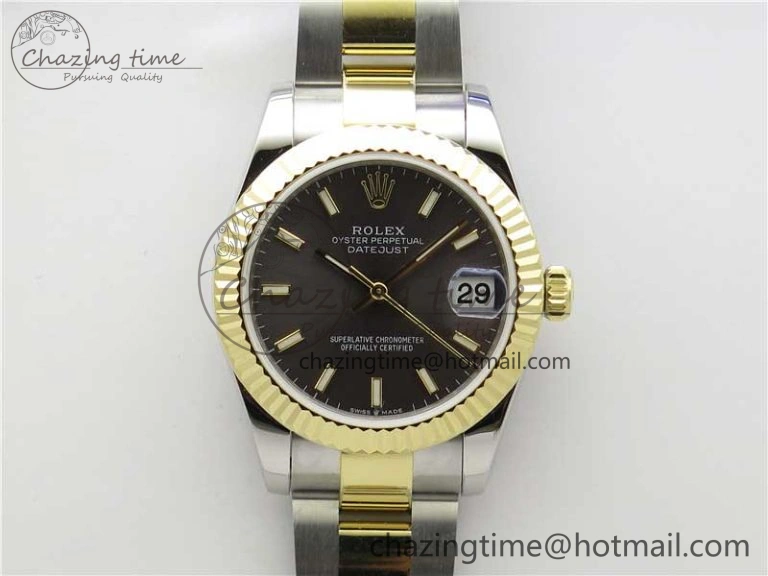 Datejust 31mm 278273 SS YG BP Maker Best Edition Gray Sticks Markers Dial on SS YG Oyster Bracelet