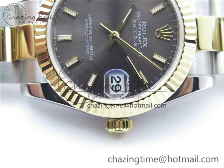 Datejust 31mm 278273 SS YG BP Maker Best Edition Gray Sticks Markers Dial on SS YG Oyster Bracelet