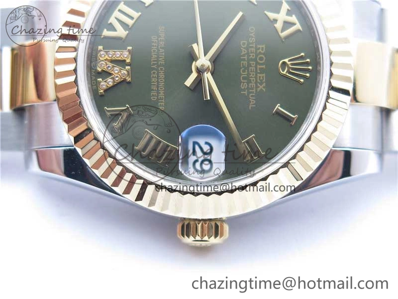 Datejust 31mm 278273 SS YG BP Maker Best Edition Green Roman Dial on SS YG Oyster Bracelet