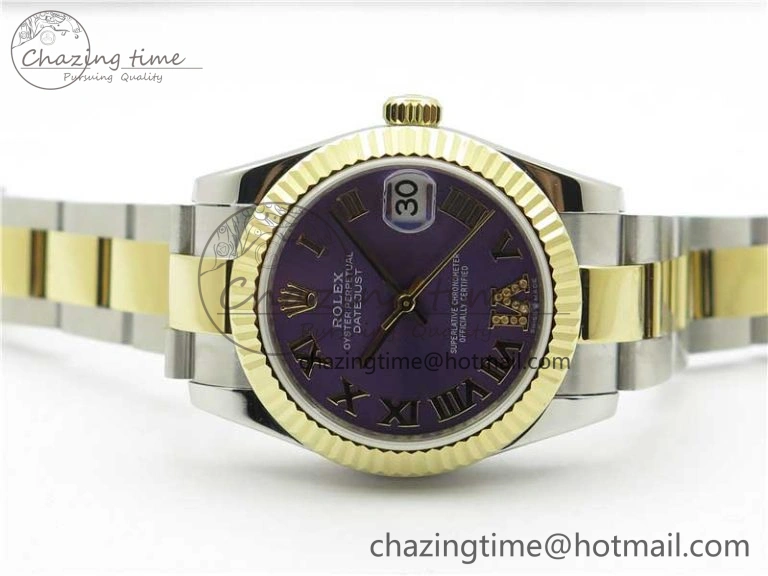 Datejust 31mm 278273 SS YG BP Maker Best Edition Purple Roman Dial on SS YG Oyster Bracelet