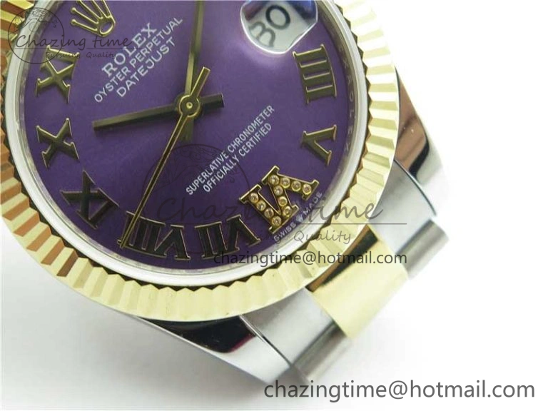 Datejust 31mm 278273 SS YG BP Maker Best Edition Purple Roman Dial on SS YG Oyster Bracelet