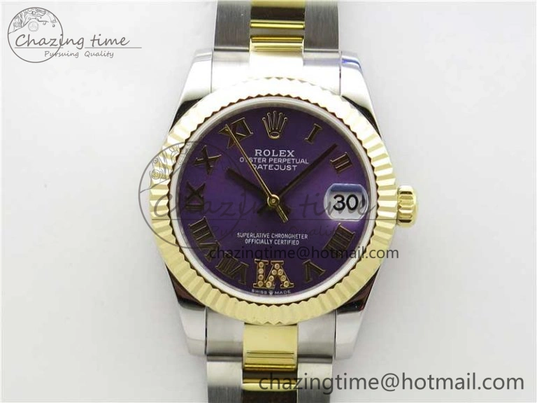 Datejust 31mm 278273 SS YG BP Maker Best Edition Purple Roman Dial on SS YG Oyster Bracelet