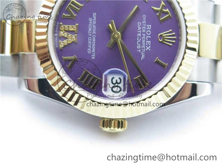 Datejust 31mm 278273 SS YG BP Maker Best Edition Purple Roman Dial on SS YG Oyster Bracelet