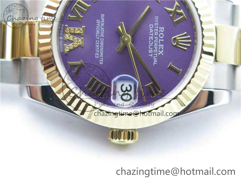 Datejust 31mm 278273 SS YG BP Maker Best Edition Purple Roman Dial on SS YG Oyster Bracelet