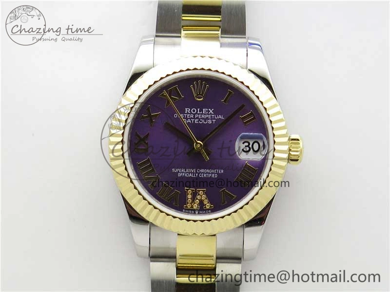 Datejust 31mm 278273 SS YG BP Maker Best Edition Purple Roman Dial on SS YG Oyster Bracelet