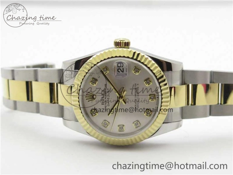 Datejust 31mm 278273 SS YG BP Maker Best Edition Silver Diamonds Dial on SS YG Oyster Bracelet