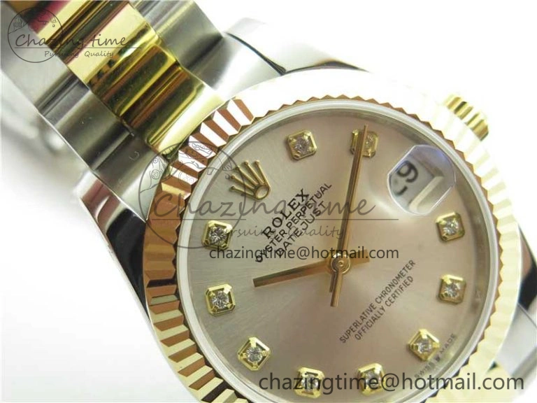 Datejust 31mm 278273 SS YG BP Maker Best Edition Silver Diamonds Dial on SS YG Oyster Bracelet