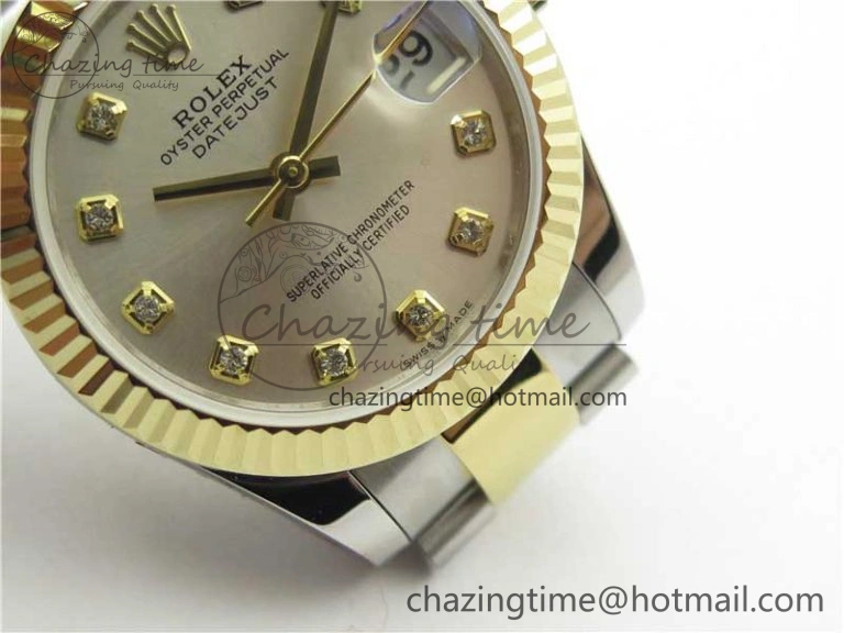 Datejust 31mm 278273 SS YG BP Maker Best Edition Silver Diamonds Dial on SS YG Oyster Bracelet