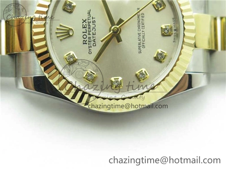 Datejust 31mm 278273 SS YG BP Maker Best Edition Silver Diamonds Dial on SS YG Oyster Bracelet