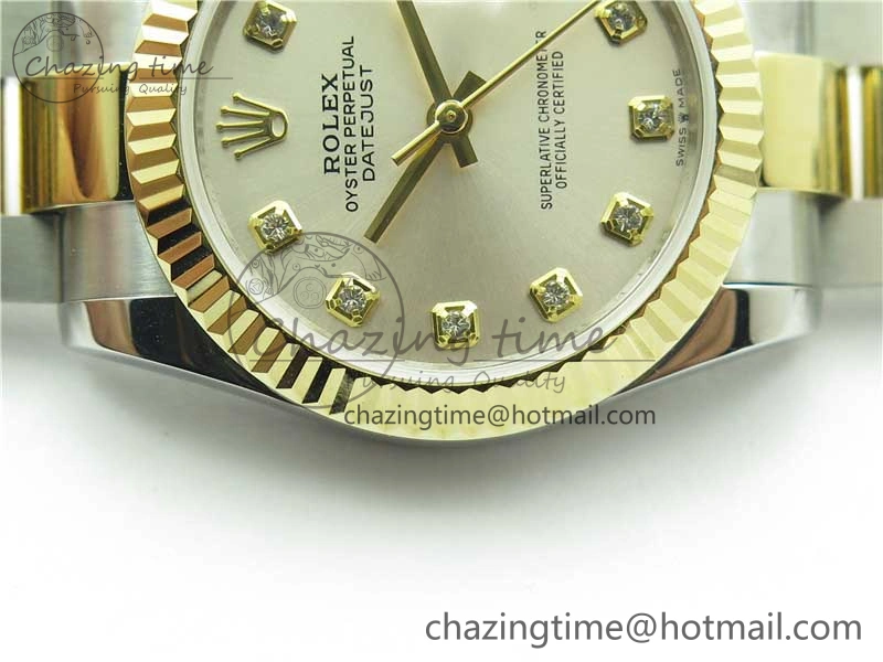 Datejust 31mm 278273 SS YG BP Maker Best Edition Silver Diamonds Dial on SS YG Oyster Bracelet