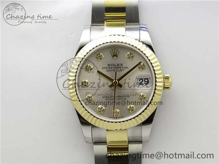 Datejust 31mm 278273 SS YG BP Maker Best Edition Silver Diamonds Dial on SS YG Oyster Bracelet