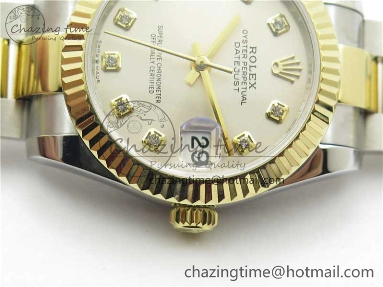Datejust 31mm 278273 SS YG BP Maker Best Edition Silver Diamonds Dial on SS YG Oyster Bracelet