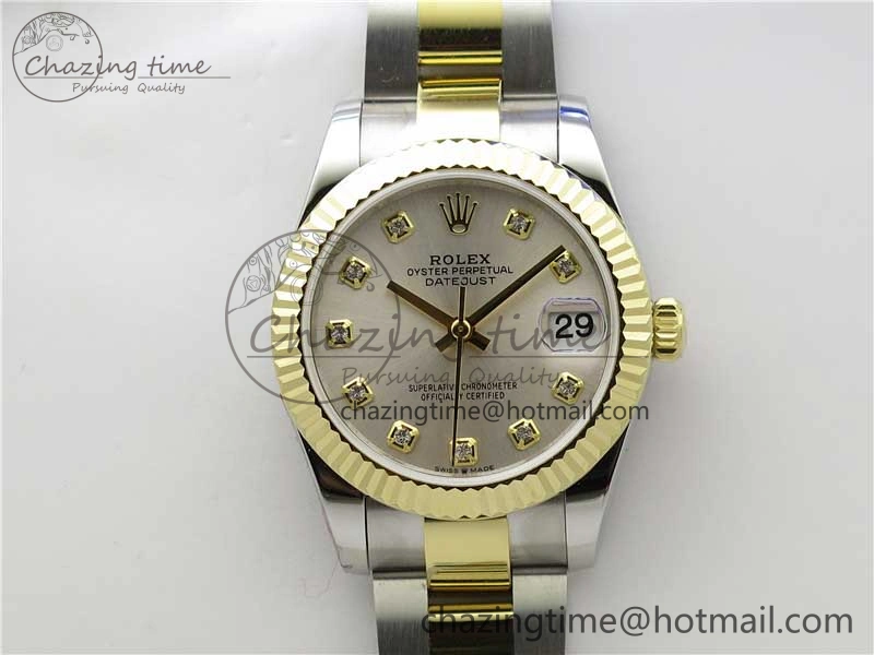 Datejust 31mm 278273 SS YG BP Maker Best Edition Silver Diamonds Dial on SS YG Oyster Bracelet