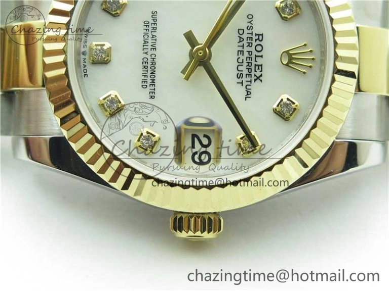 Datejust 31mm 278273 SS YG BP Maker Best Edition White MOP Diamonds Dial on SS YG Oyster Bracelet