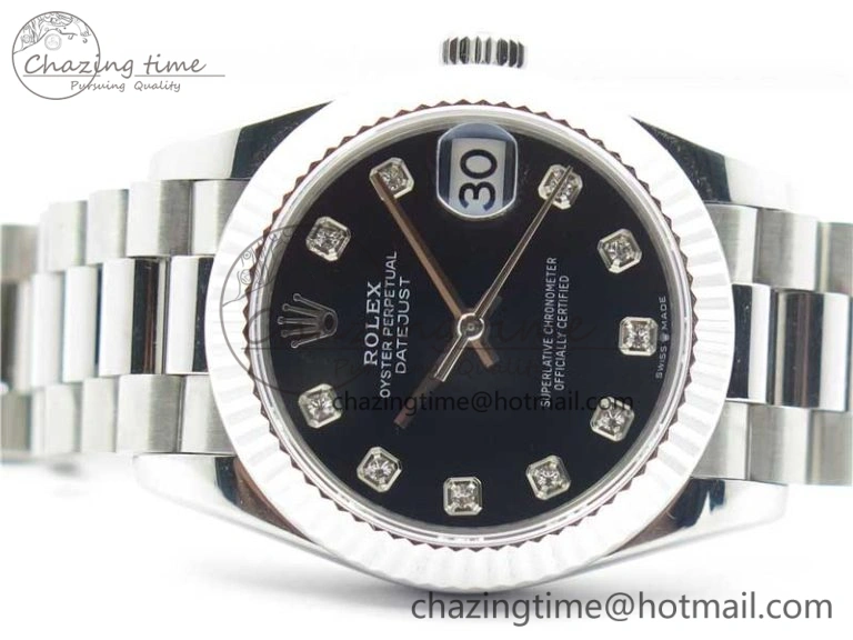 Datejust 31mm 278275 SS BP Maker Best Edition Black Crystals Markers Dial on SS President Bracelet