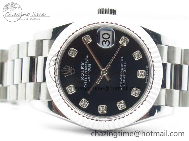 Datejust 31mm 278275 SS BP Maker Best Edition Black Crystals Markers Dial on SS President Bracelet