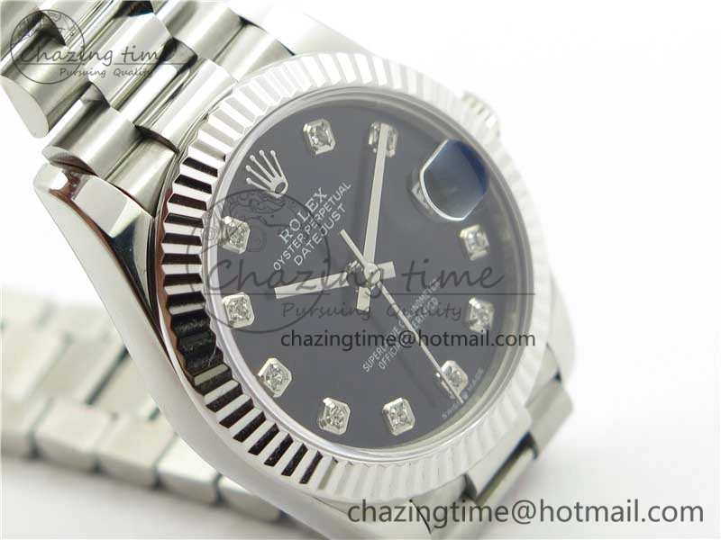 Datejust 31mm 278275 SS BP Maker Best Edition Black Crystals Markers Dial on SS President Bracelet