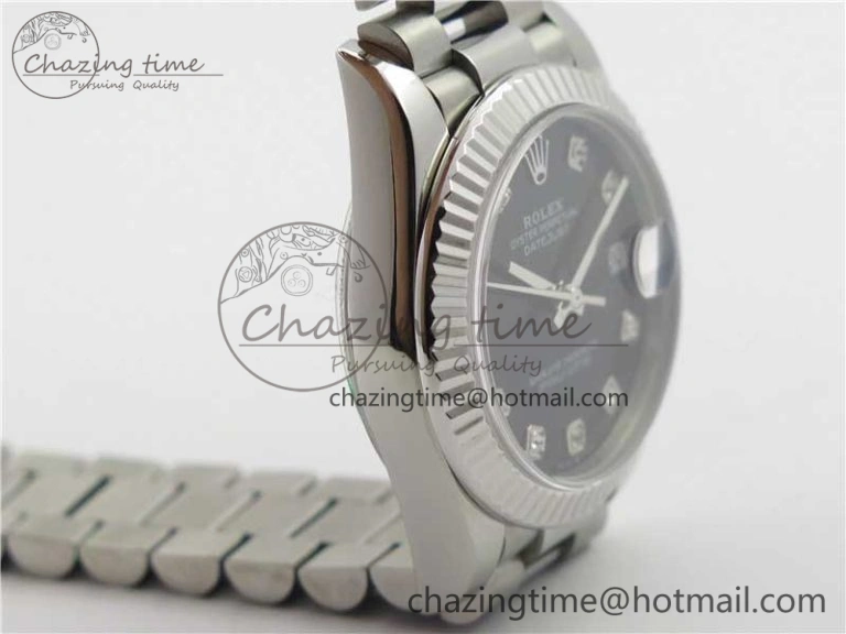Datejust 31mm 278275 SS BP Maker Best Edition Black Crystals Markers Dial on SS President Bracelet