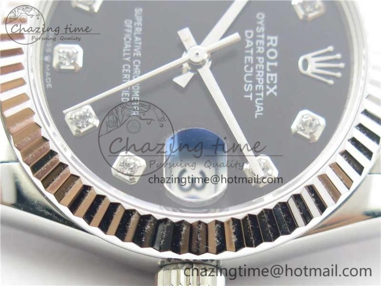 Datejust 31mm 278275 SS BP Maker Best Edition Black Crystals Markers Dial on SS President Bracelet