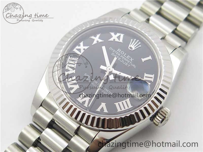 Datejust 31mm 278275 SS BP Maker Best Edition Black Roman Dial on SS President Bracelet