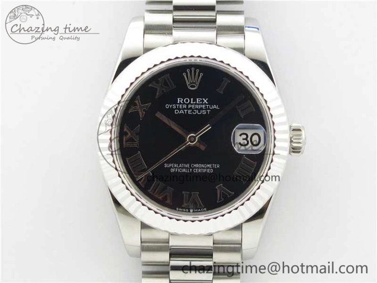 Datejust 31mm 278275 SS BP Maker Best Edition Black Roman Dial on SS President Bracelet