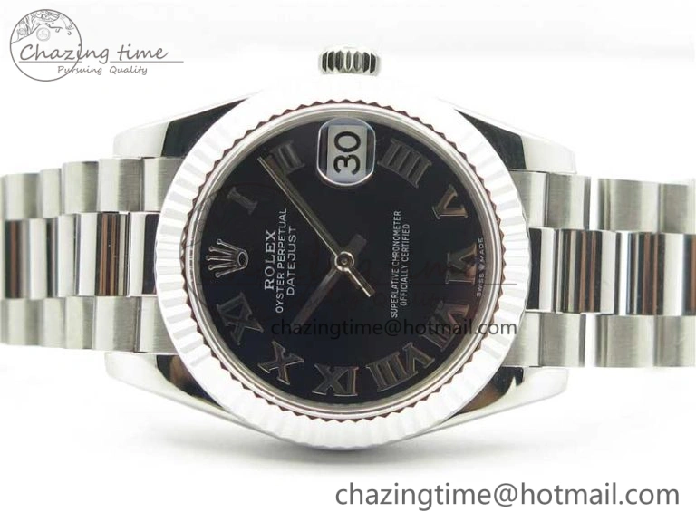 Datejust 31mm 278275 SS BP Maker Best Edition Black Roman Dial on SS President Bracelet