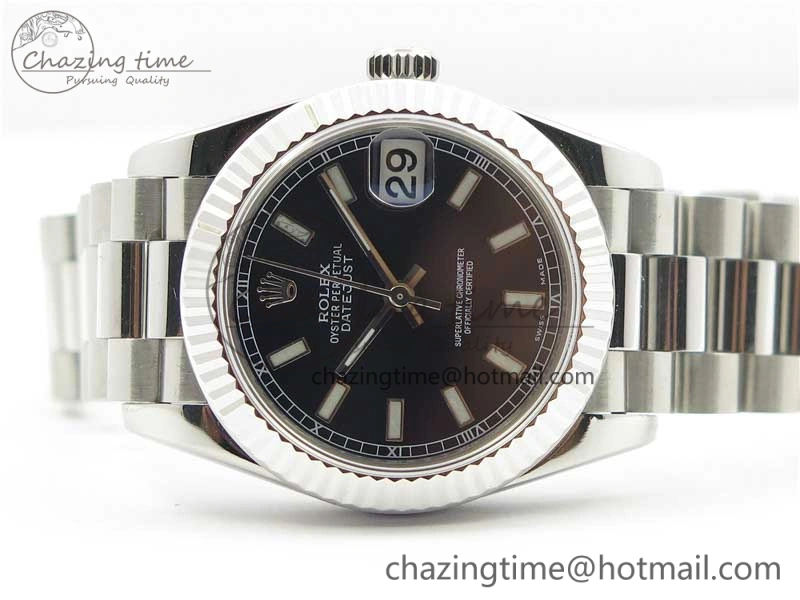 Datejust 31mm 278275 SS BP Maker Best Edition Black Stick Markers Dial on SS President Bracelet