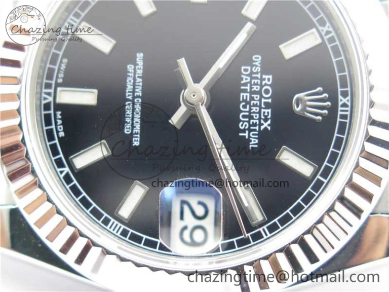 Datejust 31mm 278275 SS BP Maker Best Edition Black Stick Markers Dial on SS President Bracelet