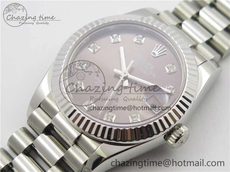 Datejust 31mm 278275 SS BP Maker Best Edition Gray Crystals Markers Dial on SS President Bracelet