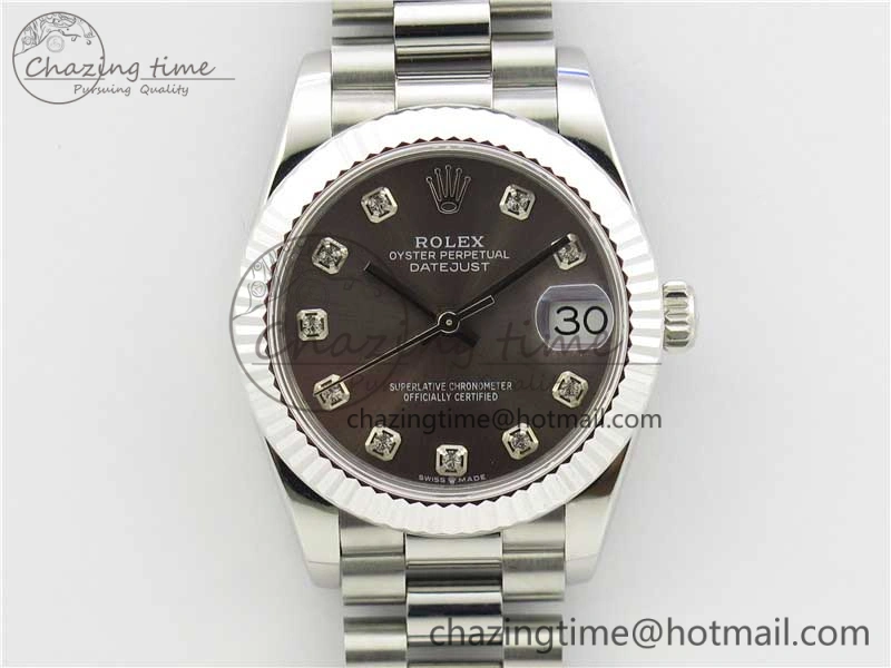 Datejust 31mm 278275 SS BP Maker Best Edition Gray Crystals Markers Dial on SS President Bracelet
