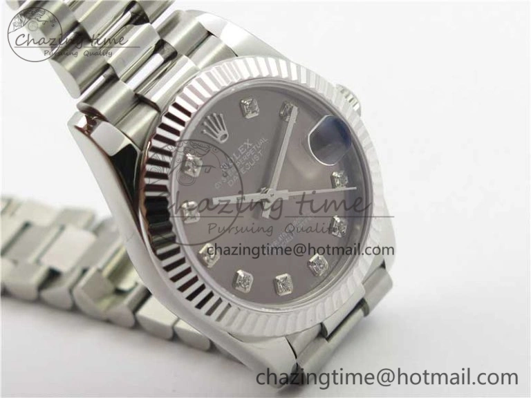 Datejust 31mm 278275 SS BP Maker Best Edition Gray Crystals Markers Dial on SS President Bracelet