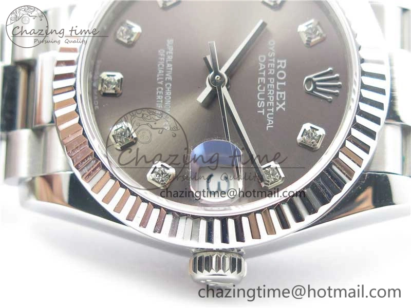 Datejust 31mm 278275 SS BP Maker Best Edition Gray Crystals Markers Dial on SS President Bracelet