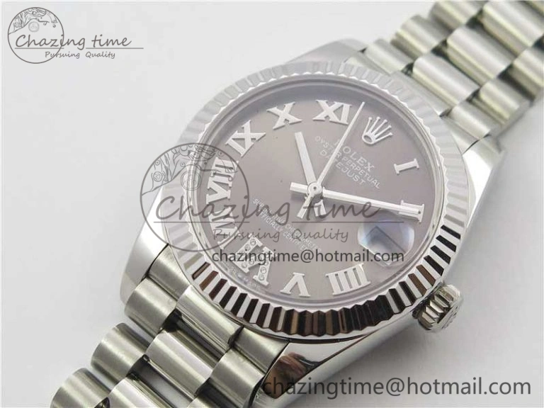 Datejust 31mm 278275 SS BP Maker Best Edition Gray Roman Dial Crystal @6 on SS President Bracelet
