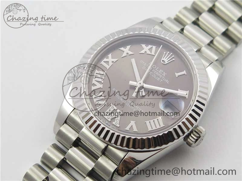 Datejust 31mm 278275 SS BP Maker Best Edition Gray Roman Dial Crystal @6 on SS President Bracelet