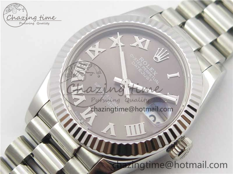 Datejust 31mm 278275 SS BP Maker Best Edition Gray Roman Dial on SS President Bracelet