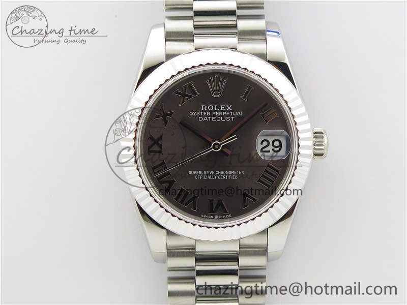 Datejust 31mm 278275 SS BP Maker Best Edition Gray Roman Dial on SS President Bracelet