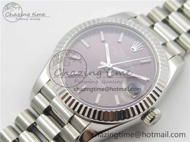 Datejust 31mm 278275 SS BP Maker Best Edition Gray Stick Markers Dial on SS President Bracelet