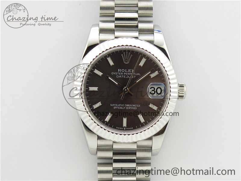 Datejust 31mm 278275 SS BP Maker Best Edition Gray Stick Markers Dial on SS President Bracelet