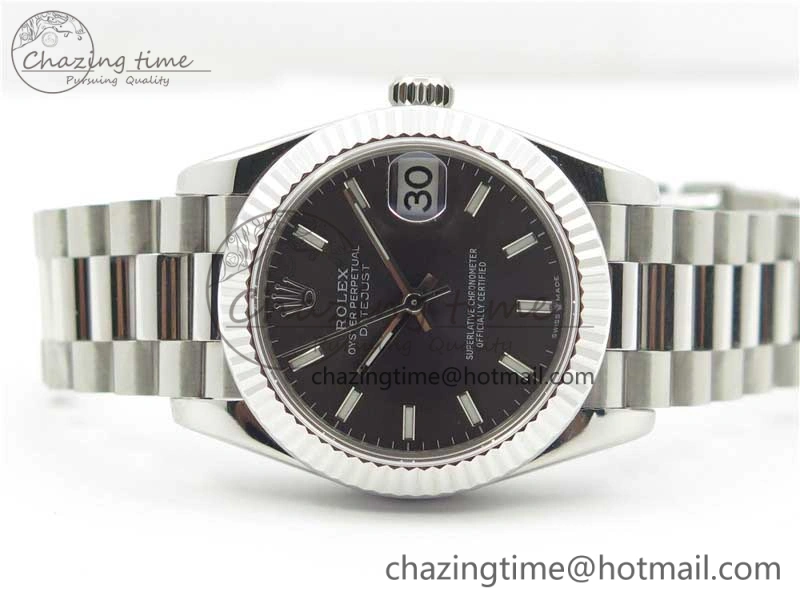 Datejust 31mm 278275 SS BP Maker Best Edition Gray Stick Markers Dial on SS President Bracelet